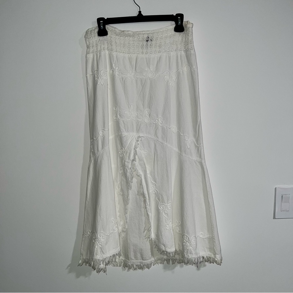 100% Cotton White Embroidered Skirt
